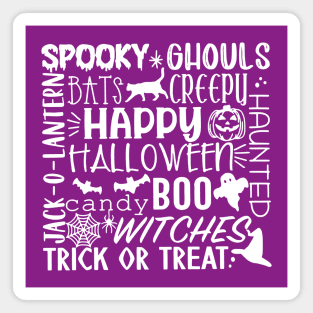 Spooky Halloween Words White Magnet